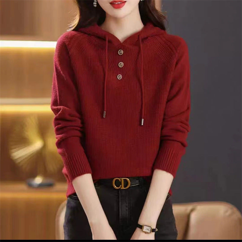 Damen Hoodie mit Knopfdetails und lässigem Schnitt Drune