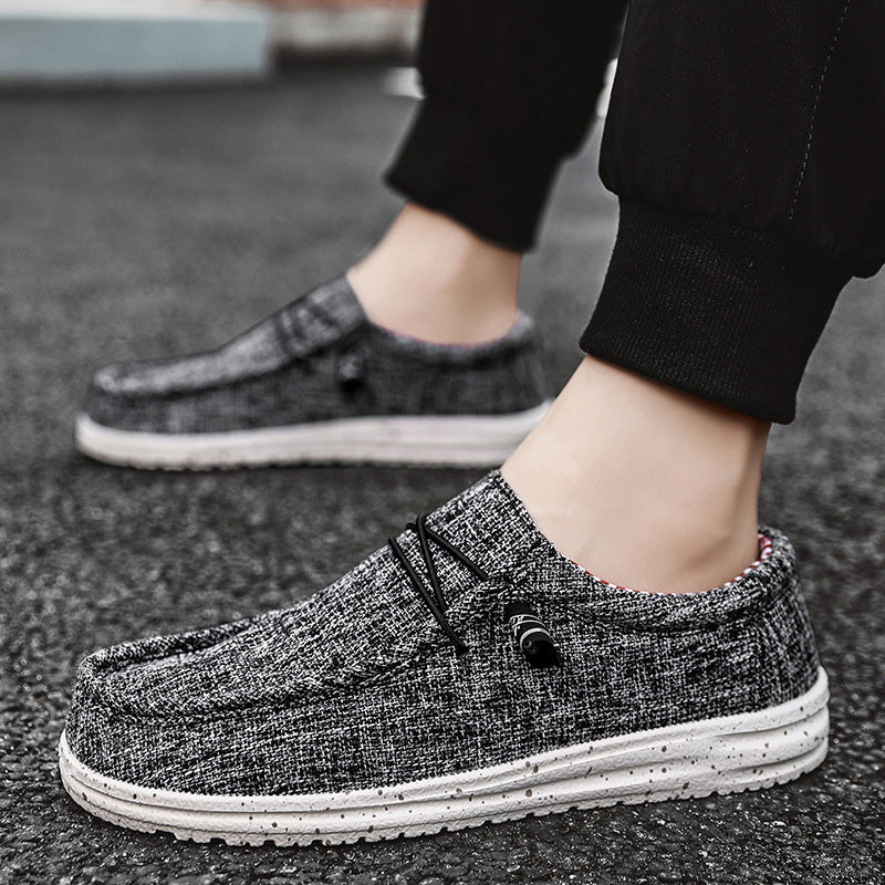 Unisex nan melierter Strick-Mokassin-Slipper mit elastischem Kordelzug und gedämpfter EVA-Laufsohle Drune
