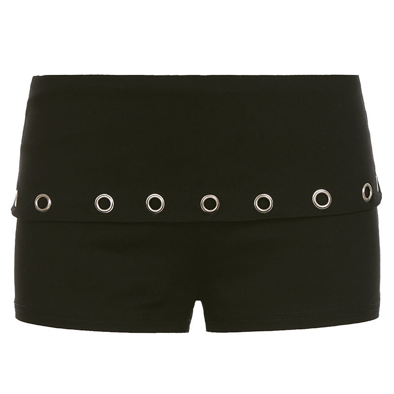 Damen Modische Shorts mit dekorativen Ösen Drune