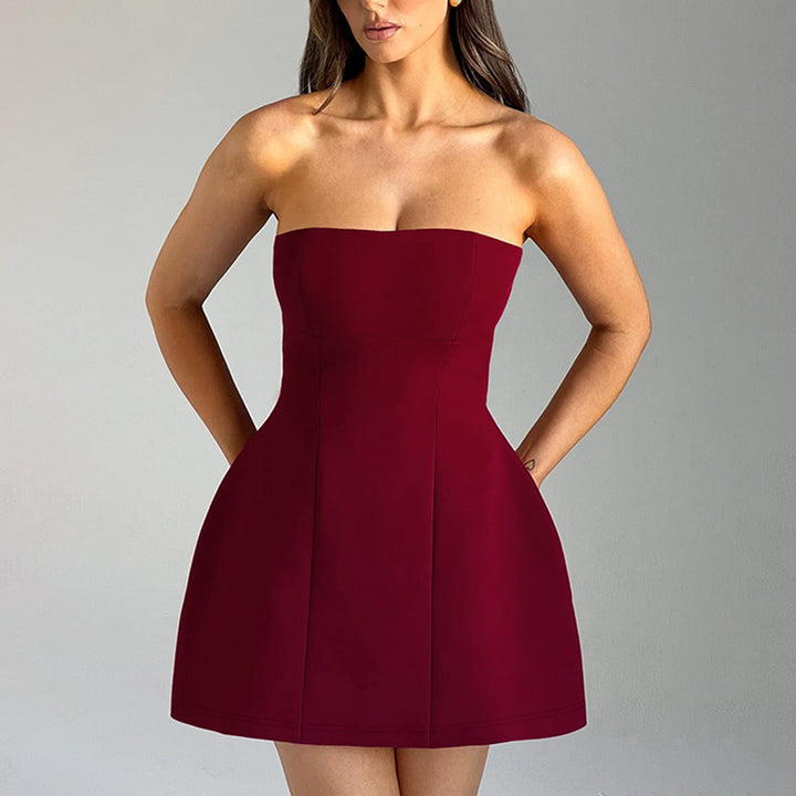 Damen schulterfreies Cocktailkleid mit elegantem Schnitt Drune