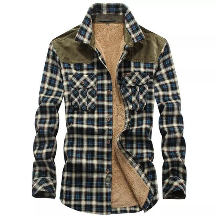 Herren warme Flanellhemdjacke mit gefütterten Taschen Drune