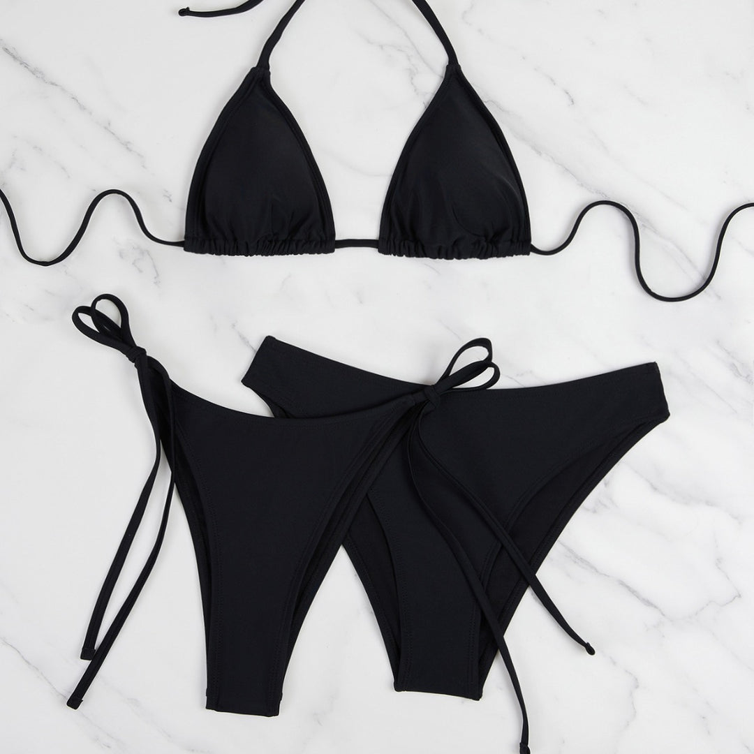 Damen Triangel-Bikini mit anpassbaren Bändern und hohen Beinausschnitten Drune