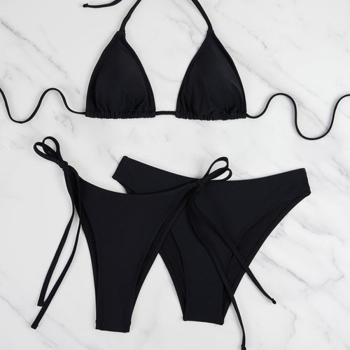 Damen Triangel-Bikini mit anpassbaren Bändern und hohen Beinausschnitten Drune