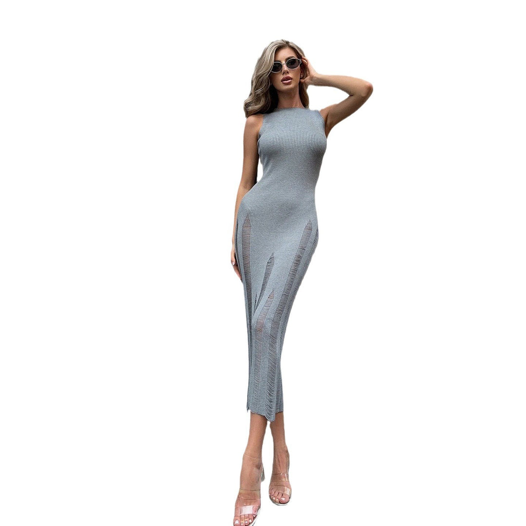Damen elegante Strickkleid mit raffiniertem Schlitz-Design Drune