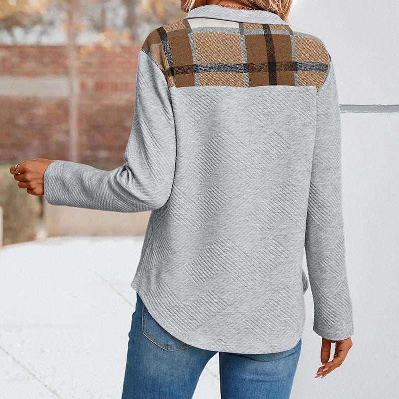 Damen lässiger Pullover mit strukturiertem Design und schickem Kragen Drune