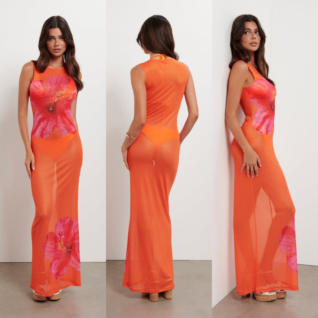 Damen luftiges Strandkleid mit floralem Design Drune