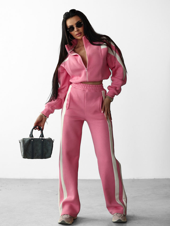 Damen lässiger Pullover- und weite Hose-Set Drune