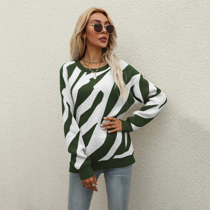 Damen modischer Strickpullover mit auffälligem Tiermuster und innovativem Schnitt Drune
