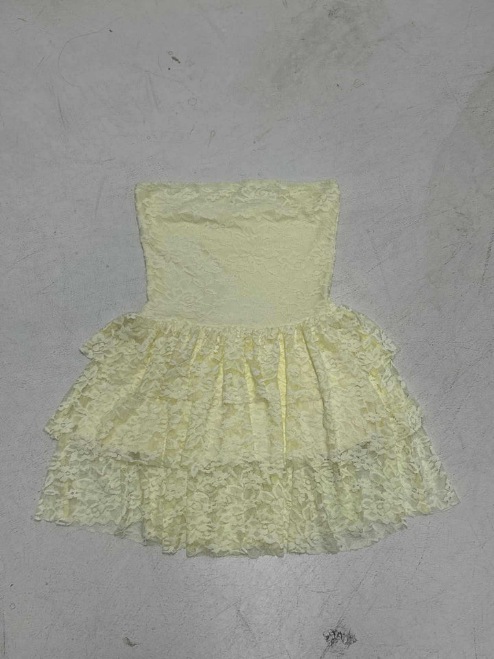 Damen Spitzenkleid mit voluminösem Rock und trägerlosem Design Drune