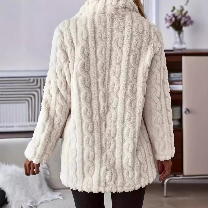 Damen weicher und warmer Kunstfell-Mantel mit knöpfbarem Design Drune