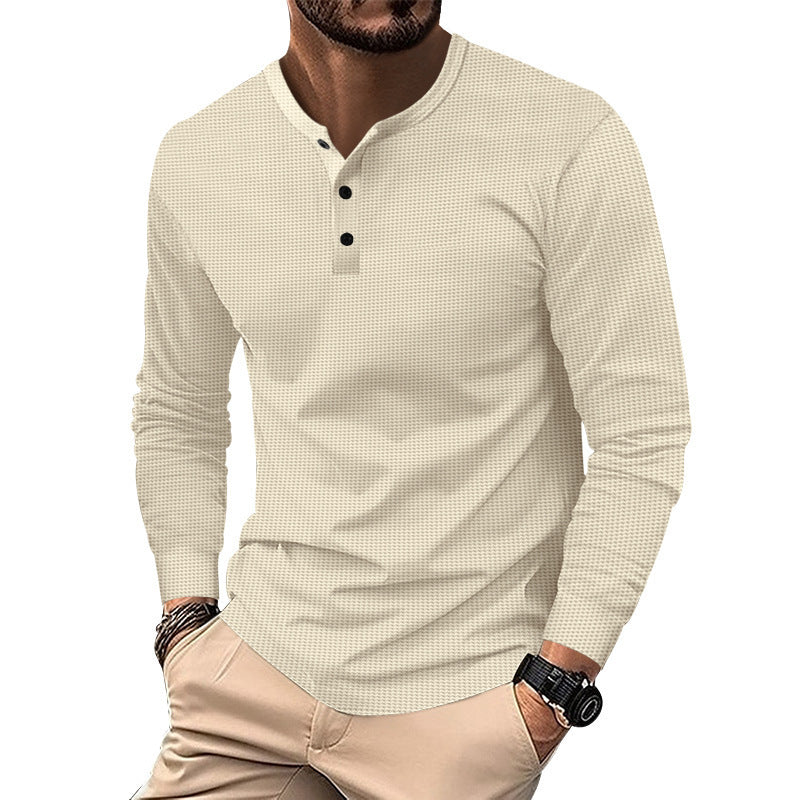 Herren Langarm-Henley-Shirt aus atmungsaktivem Strukturstoff Drune