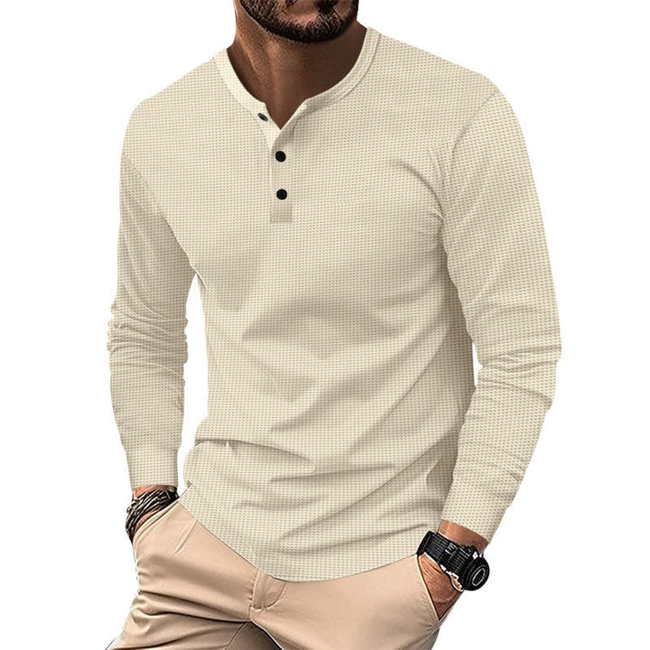 Herren Langarm-Henley-Shirt aus atmungsaktivem Strukturstoff Drune