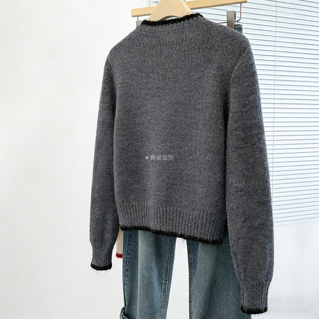 Damen Kuscheliger Strickcardigan mit Blumenapplikationen Drune