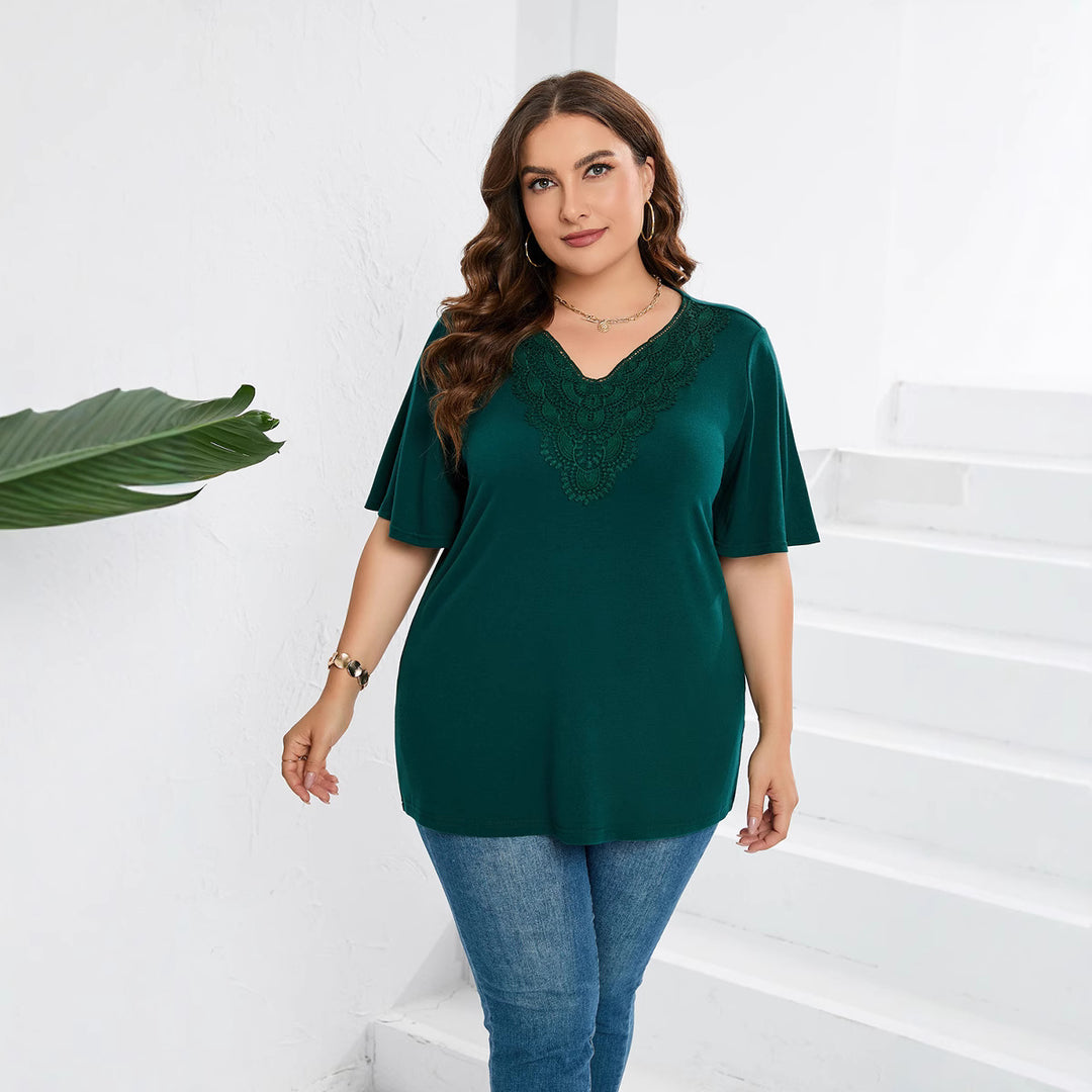Damen Blusenshirt mit eleganter Lochstickerei und weit geschnittenen Ärmeln Drune