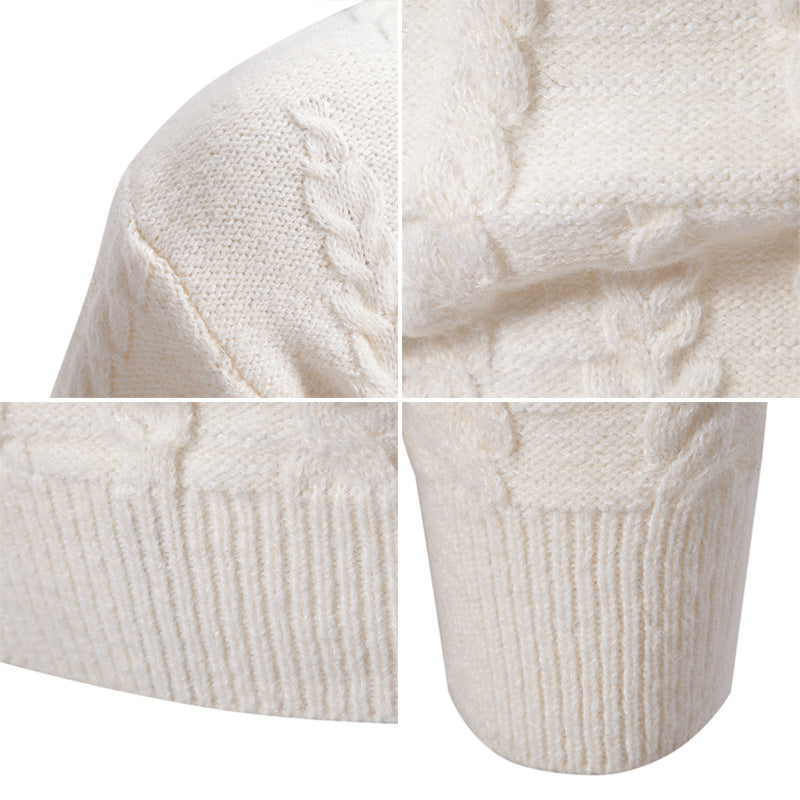 Herren Strickpullover mit klassischem Zopfdesign und hohem Kragen Drune