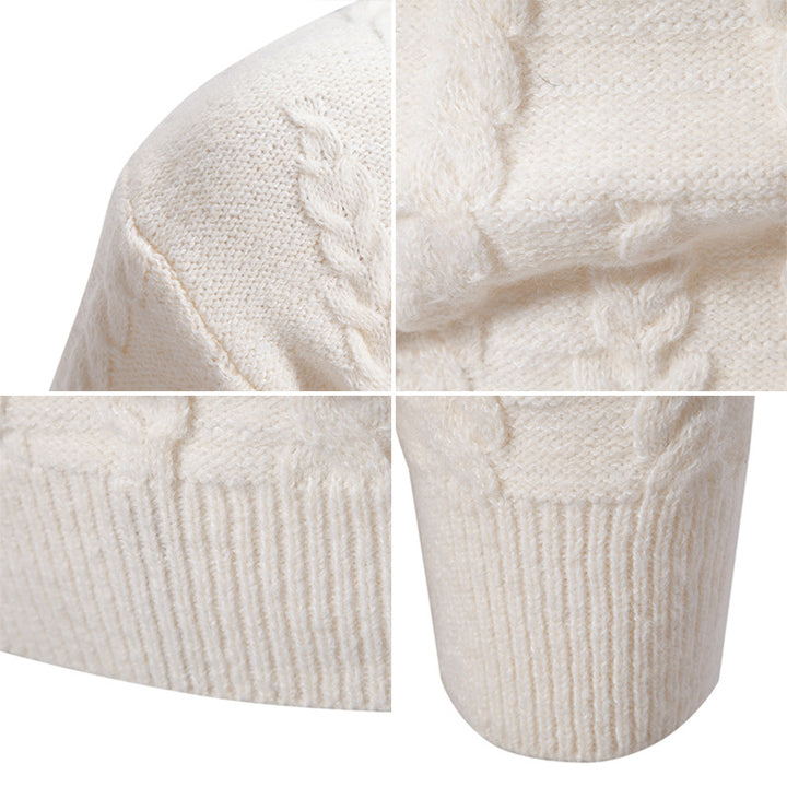 Herren Strickpullover mit klassischem Zopfdesign und hohem Kragen Drune