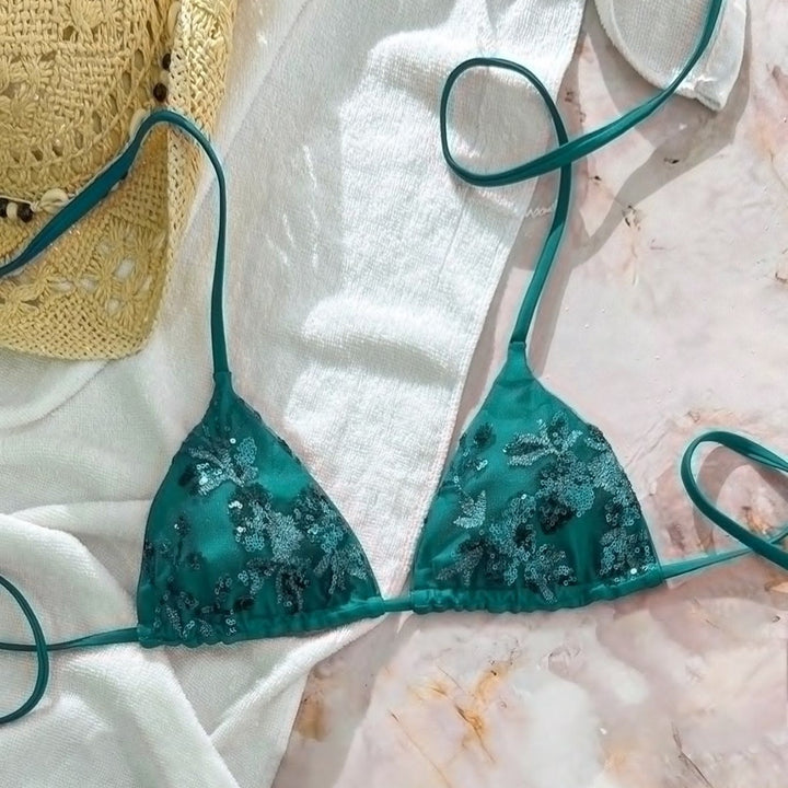 Damen Triangel-Bikini mit funkelnden Pailletten Drune