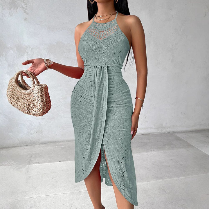 Damen Maxikleid mit verstellbarem Gürtel Drune