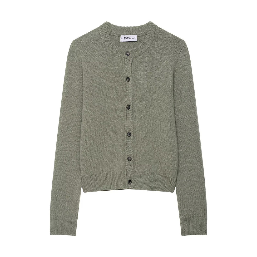 Damen Strickjacke mit Knopfleiste und klassischem Rundhalsausschnitt Drune