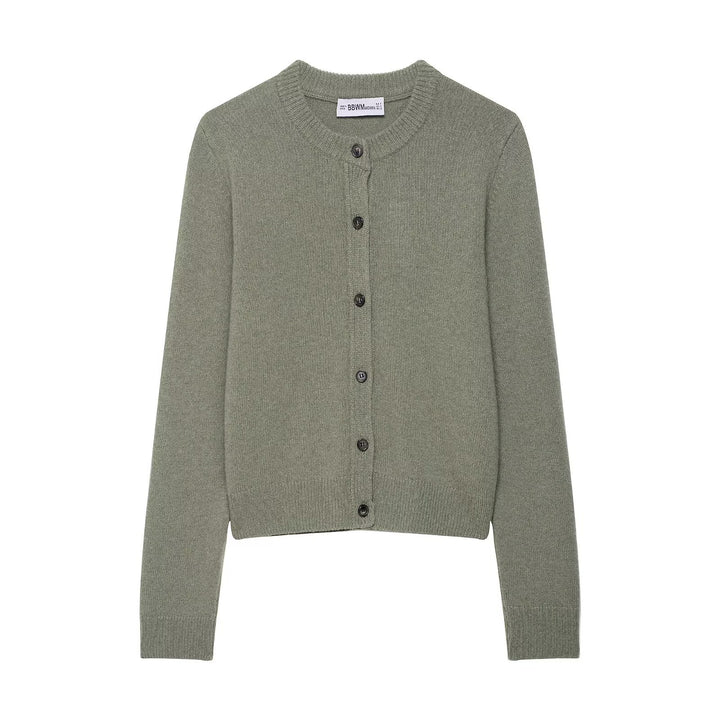 Damen Strickjacke mit Knopfleiste und klassischem Rundhalsausschnitt Drune