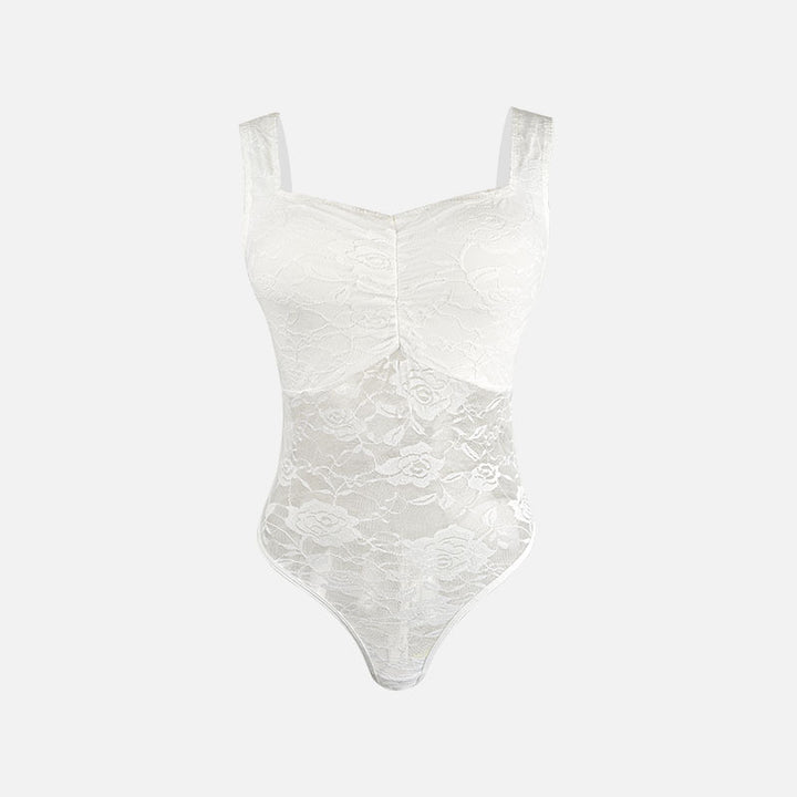 Damen Spitzen-Bodysuit mit floralem Design und konturierendem Schnitt Drune