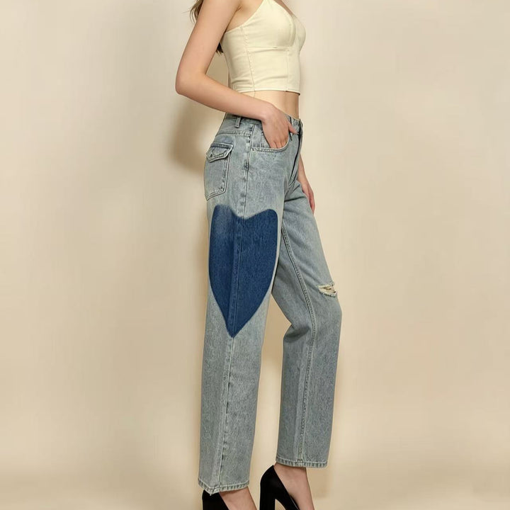 Damen weit geschnittene Denim-Jeans mit einzigartigen Farbakzenten Drune