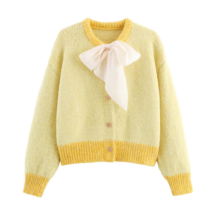 Damen Gemusterte Strickjacke mit Schleifenverzierung Drune