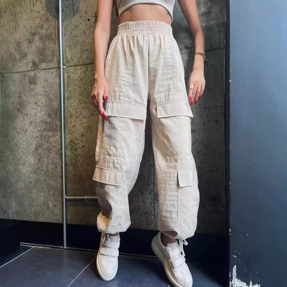 Damen Cargo-Hose mit elastischem hohen Bund und praktischen Taschen Drune