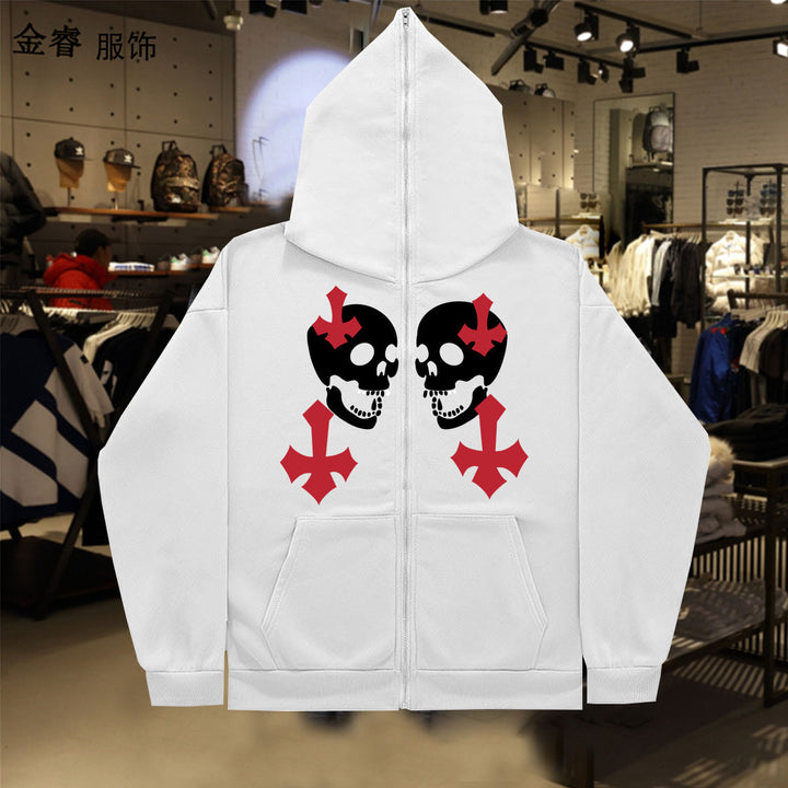 Damen Kapuzenjacke mit auffälligem Totenkopf-Design Drune