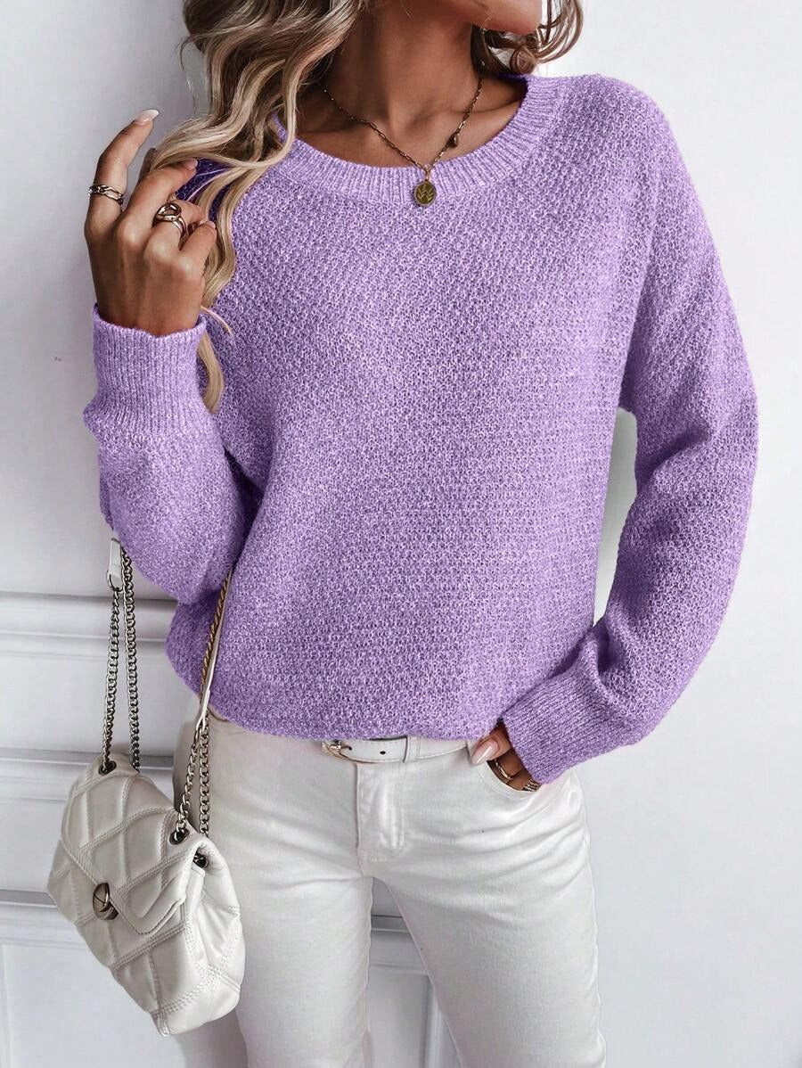 Damen Weicher Feinstrickpullover mit lässigem Rundhalsausschnitt Drune