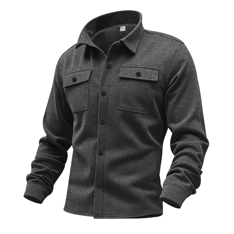 Herren nan robuste Wollfleece-Überhemdjacke mit aufgesetzten Brusttaschen und Druckknopfleiste Drune