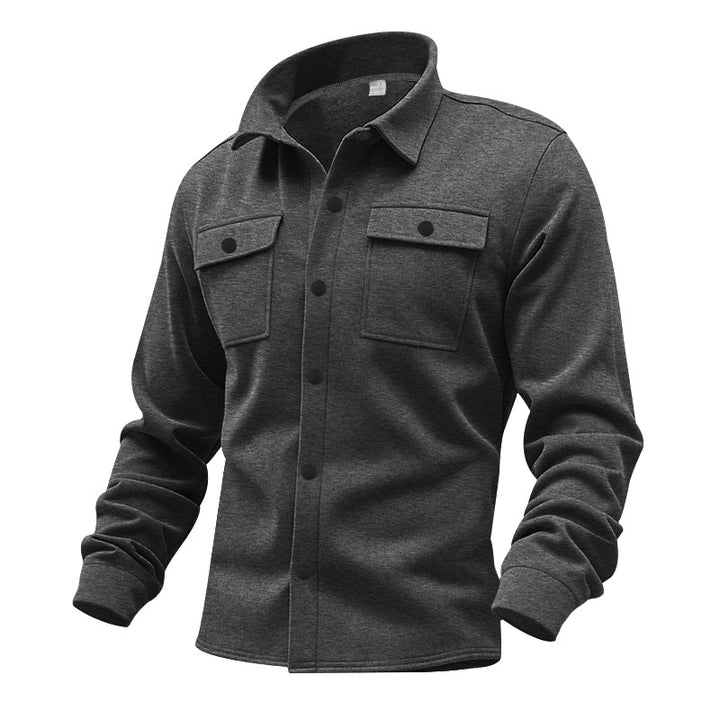 Herren nan robuste Wollfleece-Überhemdjacke mit aufgesetzten Brusttaschen und Druckknopfleiste Drune