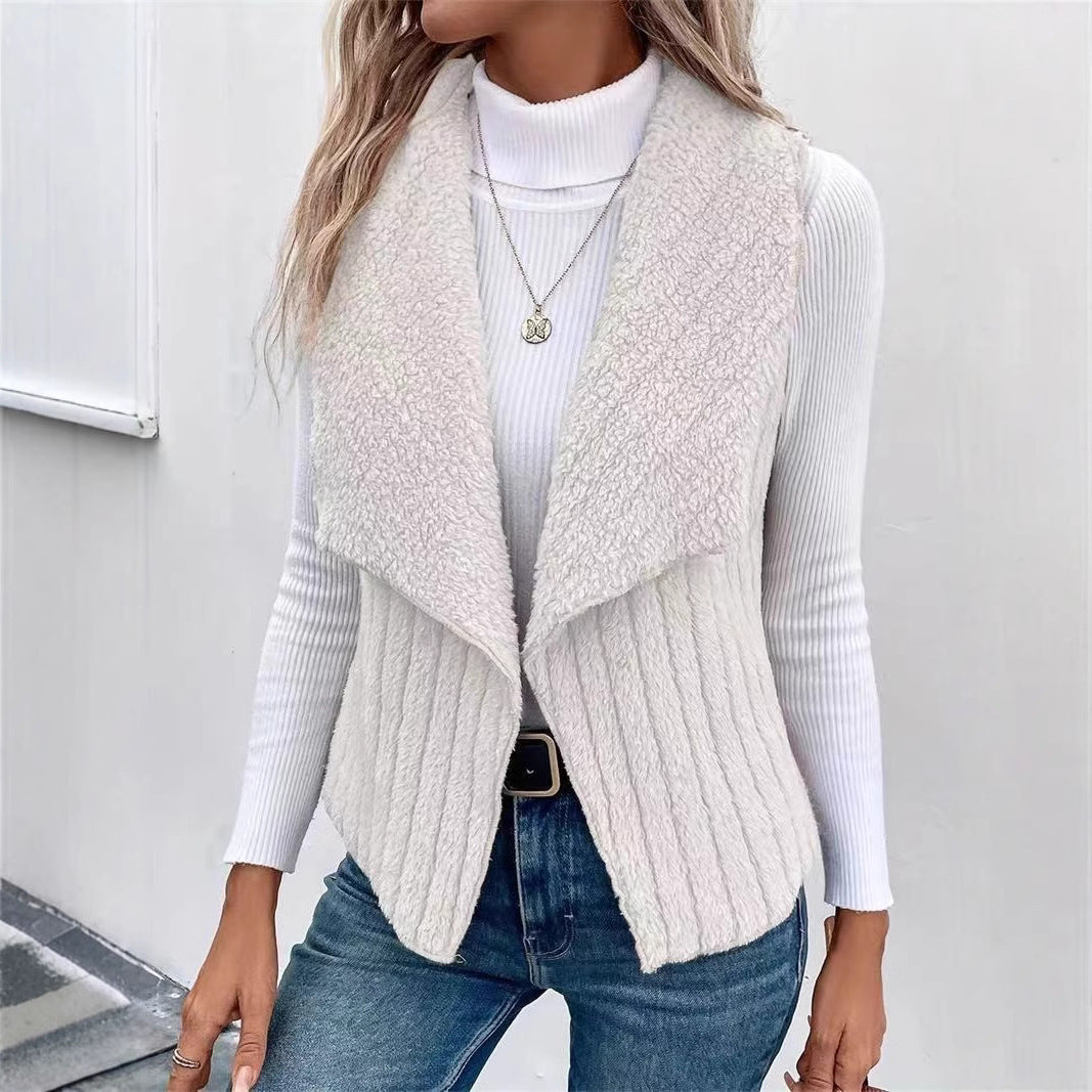 Damen Weste mit kuscheligem Fleece und offenem Kragen Drune
