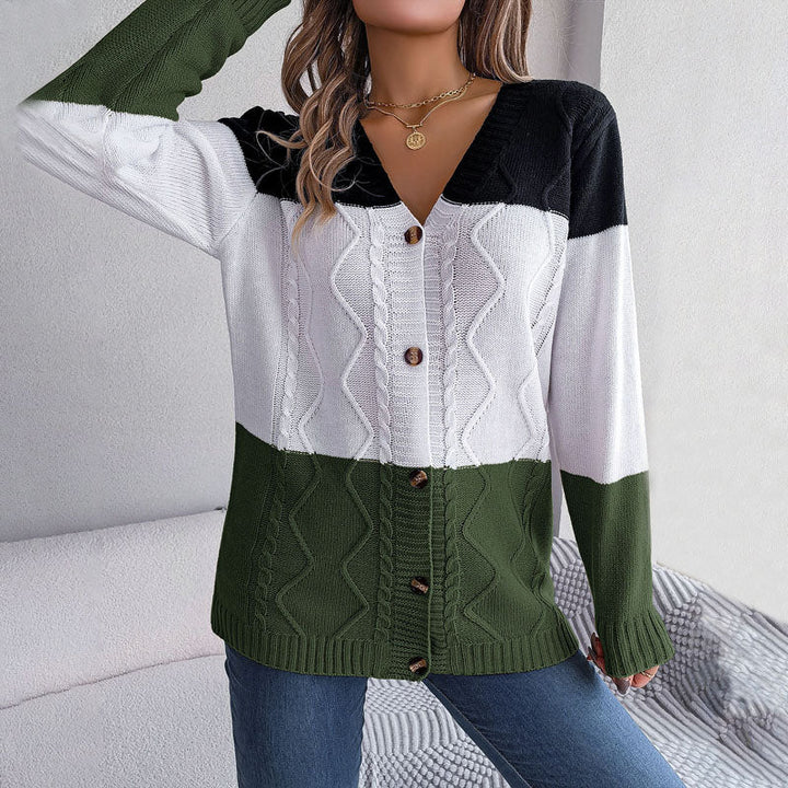 Drune | Farbblock Strickjacke Mit Modischem Stil