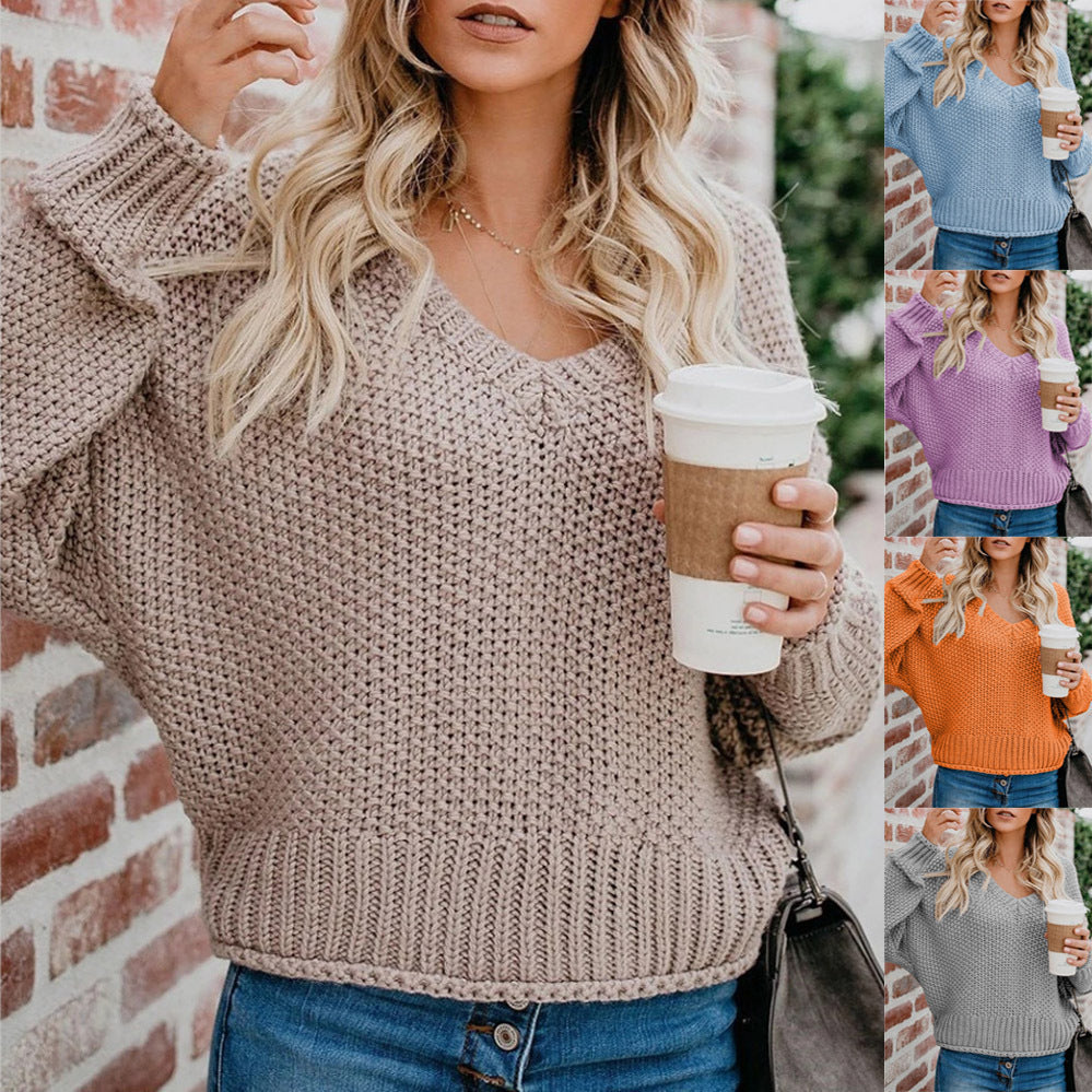 Damen Loungesweater mit lässigem Schnitt und tiefem V-Ausschnitt Drune