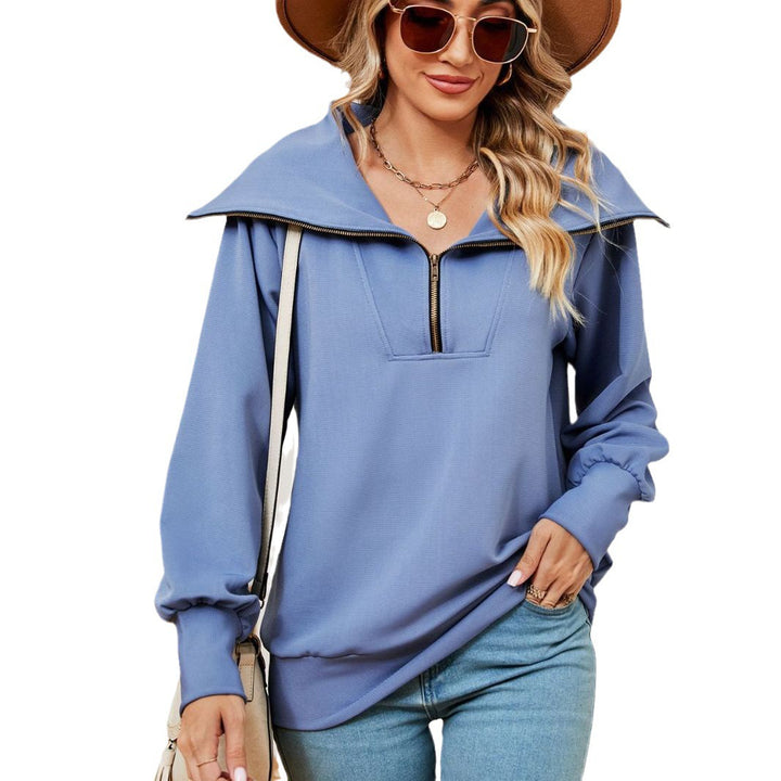 Damen Pullover mit modernem Stehkragen und Reißverschluss Drune