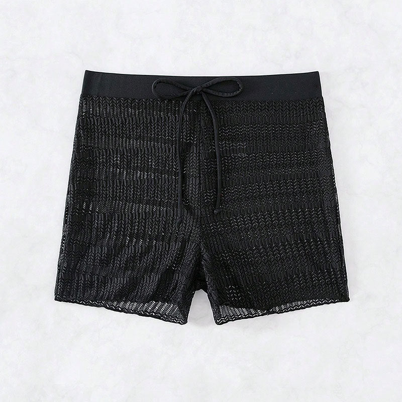 Damen Elegante Badeshorts mit transparentem Netzdesign Drune