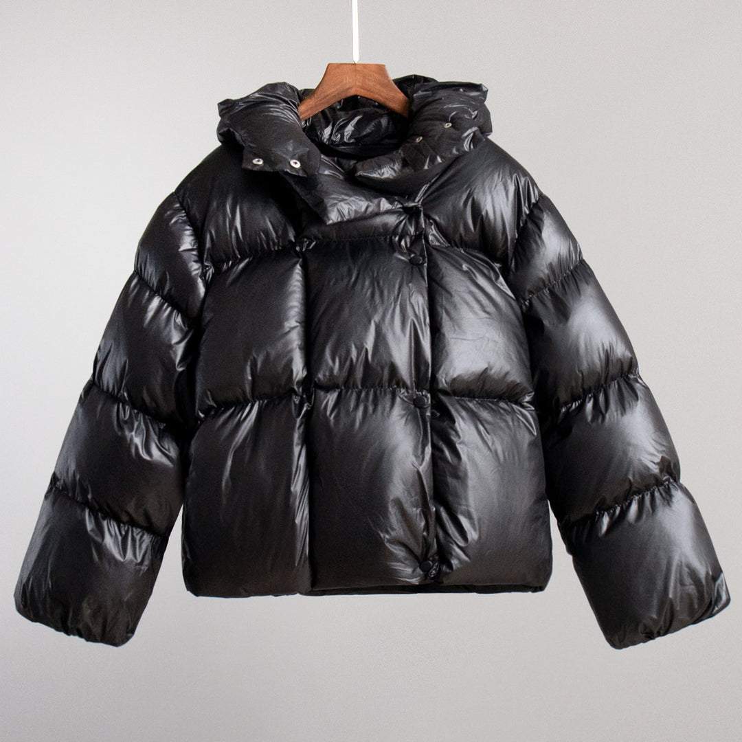 Damen Modische Daunenjacke mit hohem Kragen und Knopfverschluss Drune