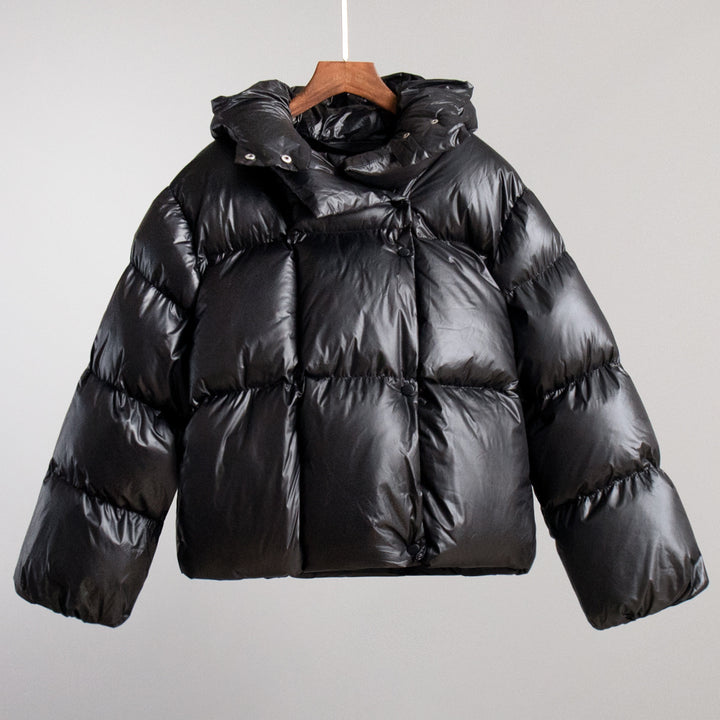 Damen Modische Daunenjacke mit hohem Kragen und Knopfverschluss Drune
