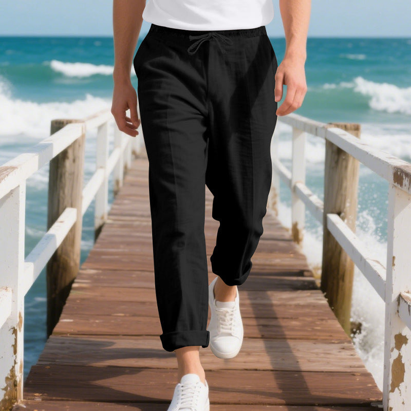 Herren Bequeme Strandhose mit verstellbarem Kordelzug Drune