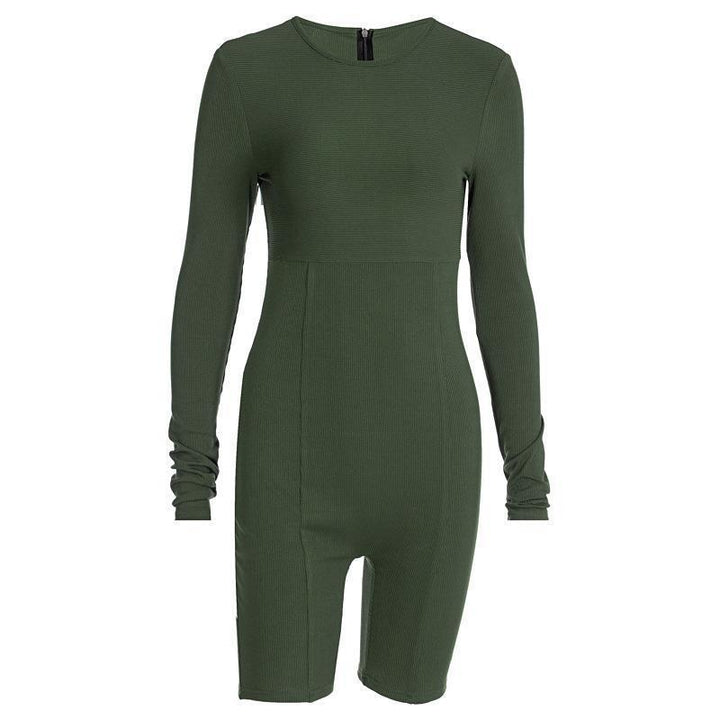 Damen Figurbetontes Langarm-Shortsanzug Drune
