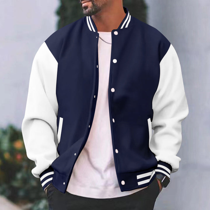 Herren sportliche Collegejacke mit traditionellem Schnitt und kontrastierenden Ärmeln Drune