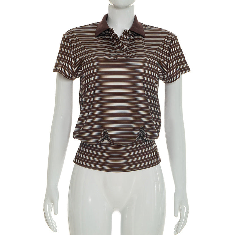 Damen Polo-Shirt mit modernem Streifenmuster und lässigem Schnitt Drune