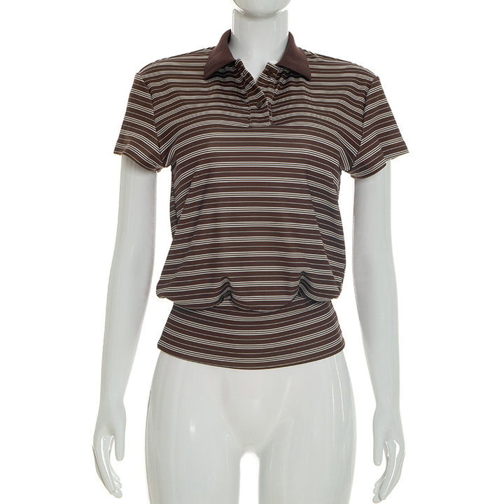 Damen Polo-Shirt mit modernem Streifenmuster und lässigem Schnitt Drune