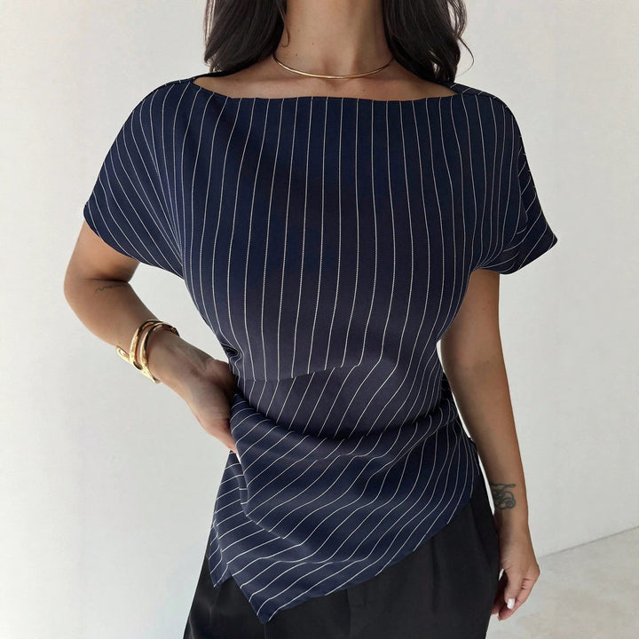 Damen stilvolles Oberteil mit feinem Streifenmuster und weichem Fall Drune
