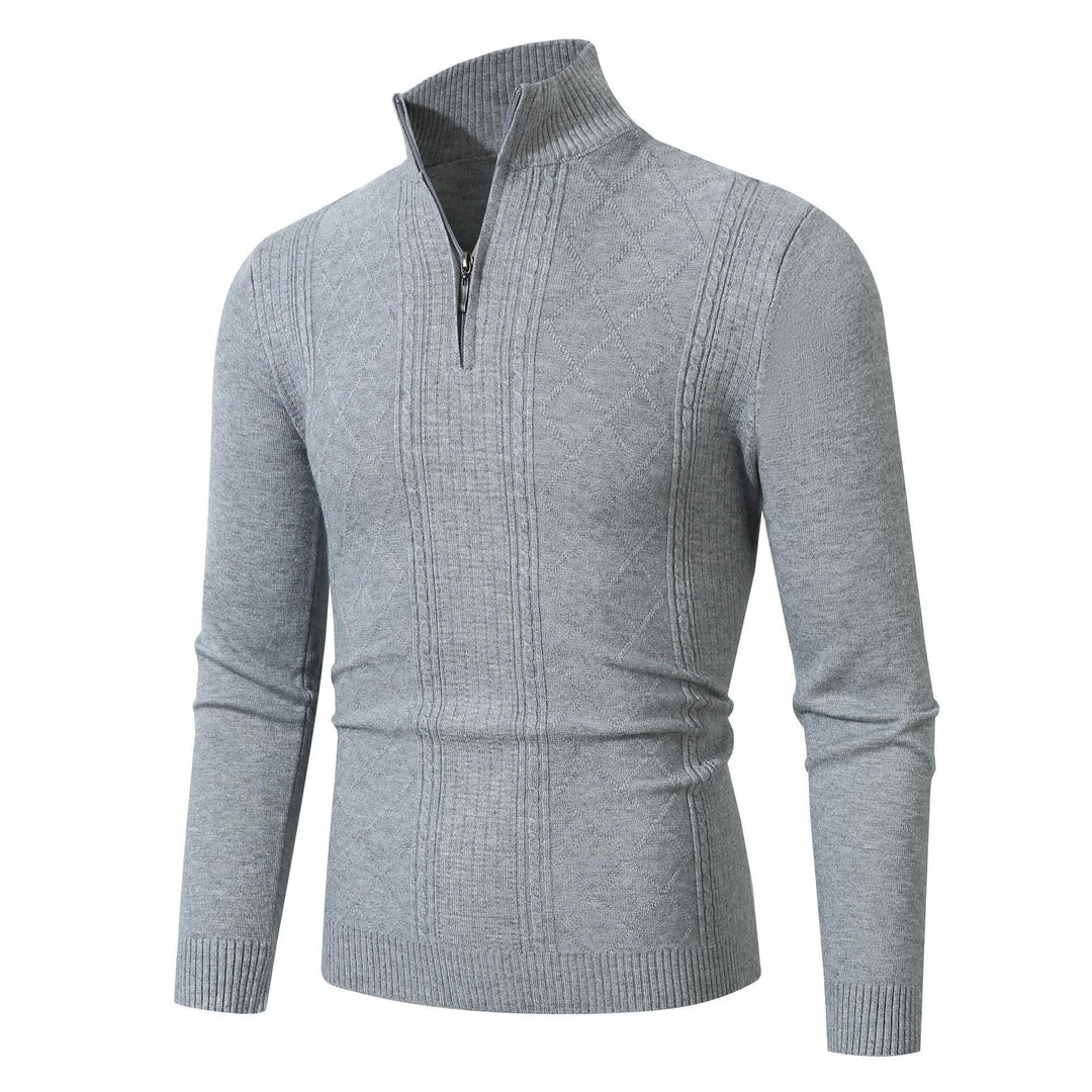 Herren Strickpullover mit hochabschließendem Reißverschluss und modernem Zopfmuster Drune