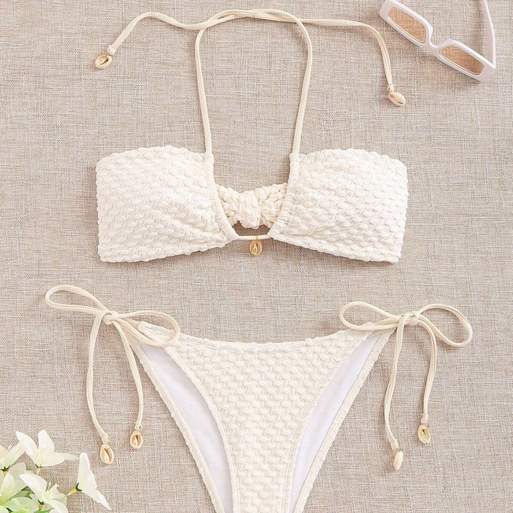 Damen Bandeau-Bikini mit elastischen Bindebändern Drune
