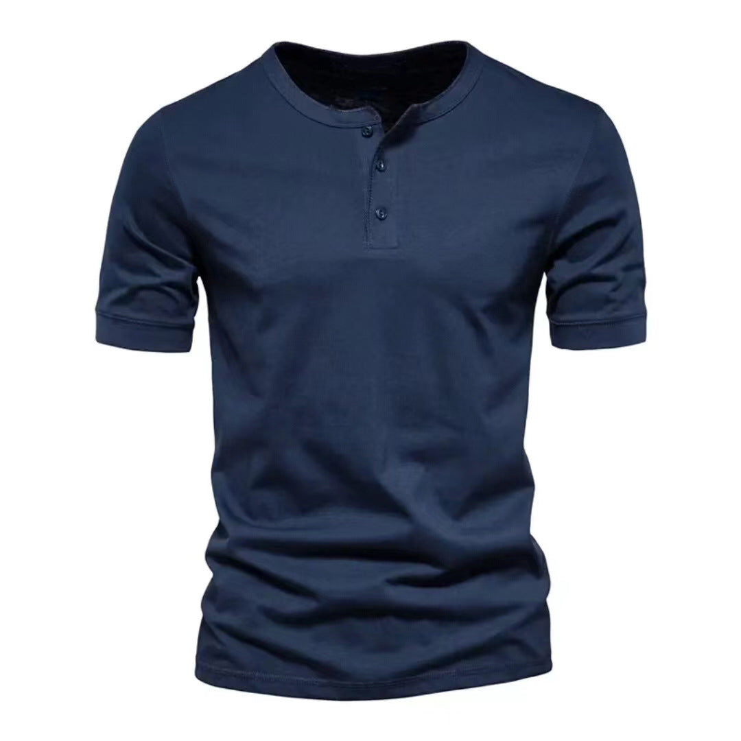 Herren kurzärmeliges Henley-Shirt mit Knopfleiste Drune