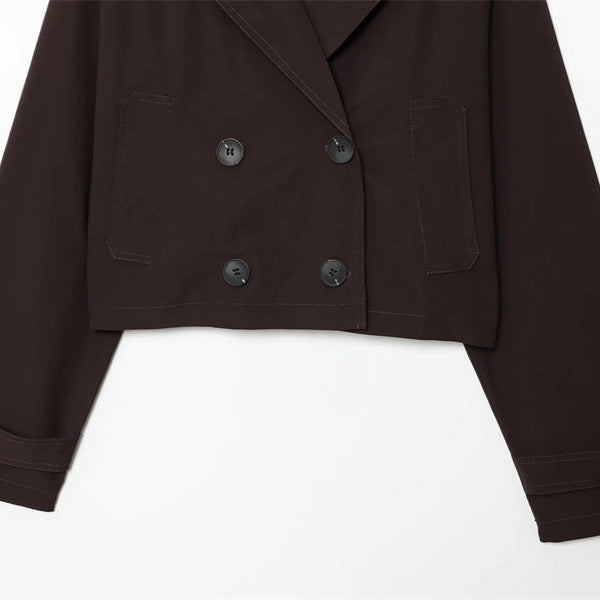 Damen Modische Kurzjacke im doppelten Knopfdesign Drune