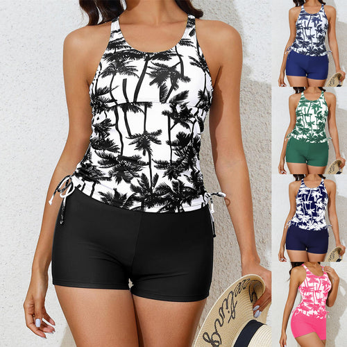 Damen Tankini mit raffinierten Verstellmöglichkeiten und modischem Palmendruck Drune